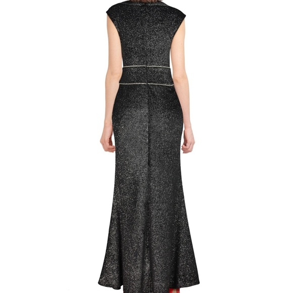 Art Deco Velvet Glitter Gown Black - Picture 4 of 12